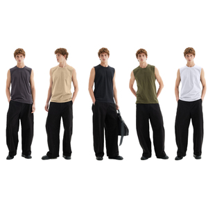 High Quality Solid Cool Feel Sleeveless T Shirt Vest Custom Logo <b>Tshirt</b> GymTank Top 100%Cotton Knitted T-shirt for Men - Product Image 2