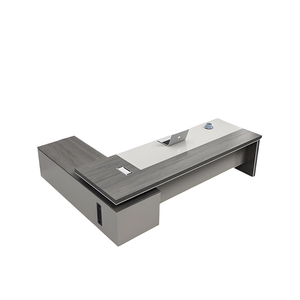 Meubles de bureau de luxe, bureau de direction moderne en forme de L avec armoire latérale, grand poste de travail pour PDG et directeur, taille personnalisée - Product Image 6