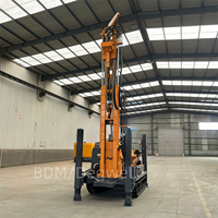 Foreuse sur chenilles portable BDM-200 PRO, machine de forage de puits d'eau à moteur diesel, profondeur 200m, avec pompe