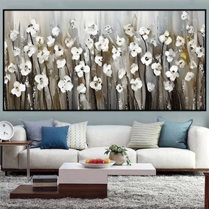 Images cadres mur art paysage peintures murales <span class=keywords><strong>fleurs</strong></span> cadre mural peinture par numéros toile art noir huile peintures à la main - Product Image 3