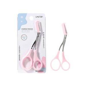 Tijeras para cejas LMLTOP con peine A0422, herramienta recortadora de acero inoxidable y ABS rosa para el cuidado de la belleza femenina. - Product Image 2