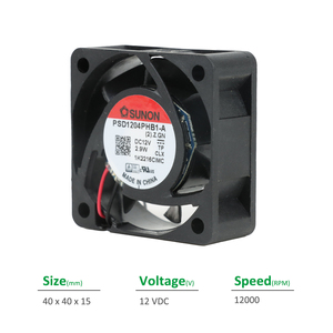 Sunon PSD1204PHB1-A (2) .z.gn 240mA 12VDC 40x40x15มม. 2.9W 12000RPM บอลแบริ่ง14.0CFM พัดลมระบายความร้อนตามแนวแกน OEM/ODM 1ปี - Product Image 2