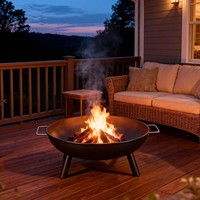 Vente en gros : Brasero rond en métal noir pour camping, chauffage, table brasero autoportante pour extérieur, jardin et patio