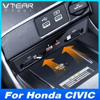 Stasiun Pengisian Daya Mobil Vtear Dual 45W Kabel Retractable Aksesoris Interior Mobil Untuk Honda CIVIC 2022-2025