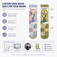 Chaussettes de sport à impression numérique sans couture à 360 degrés, personnalisables ODM DIY, avec n'importe quel motif, en coton, bambou, nylon, polyester, laine mérinos