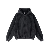 Hoodie Cardigan Resleting Batik Retro Gaya Industri Berat Eropa Amerika, Ukuran Besar untuk Pria & Pasangan, 100% Katun Bordir, Musim Gugur