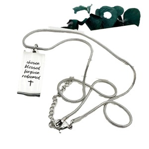 <b>Cross</b> Engraved Military Tag Necklace Stainless Steel Snake <b>Chain</b> Everyday Wear Geometric Design Yiwu Origin - Product Image 3
