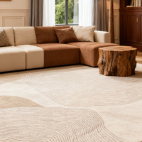 Tapis en polyester tissé à la machine style moderne Eden, à boucles moyennes, à rayures, pour salon, chambre, canapé, table, antidérapant