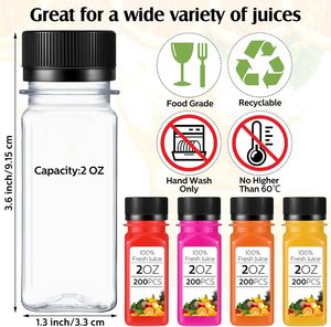 Bouteilles en plastique vides de 2 oz, 4 oz, 5 oz, 6 oz, 8 oz, 10 oz, 12 oz, 13 oz, 16 oz, 32 oz avec bouchons anti-fuite, contenants pour boissons, jus, lait - Product Image 2