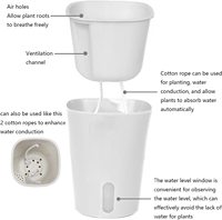 Pots de Fleurs et Jardinières Visibles à Réserve d'Eau de 9,5 cm, Pots de Plantes en Plastique Verts Écologiques Modernes pour Balcon et Jardin, Décoration Intérieure