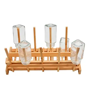 Yeni ayarlanabilir kullanımlık paslanmaz taşınabilir 2 1 çok fonksiyonlu beyaz bambu su bardağı kurutma raf herhangi bir mutfak için