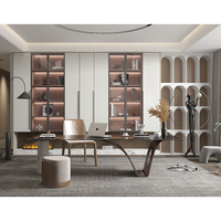 Étagère à livres moderne, bibliothèque, meubles design, bureau à domicile, coin de la pièce, étagère à livres en bois MDF avec bureau d'ordinateur
