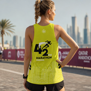 Vente en gros OEM – Nouveaux débardeurs de sport pour femmes, séries 5K, 21K, 42K, personnalisables avec impression par sublimation intégrale, 100 % polyester, maille respirante (Bird Eye Mesh) - Product Image 3