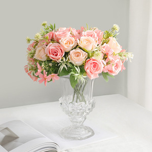 Bouquet de roses artificielles en soie, fleurs artificielles faites à la main, décoration de mariage, accessoires de photographie en plein air, décoration de la maison - Product Image 3