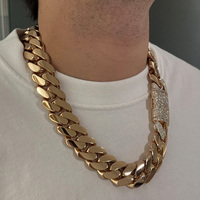 Chaîne cubaine Miami en argent massif plaqué or 25 mm de large avec mosaïque de moissanite personnalisée pour homme, collier bijou
