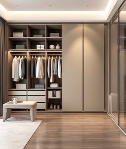 Armadio Modulare Angolare a <span class=keywords><strong>L</strong></span> con Ante Scorrevoli in Legno Massello, Chiusura Silenziosa e Ammortizzata, Salvaspazio per Camera da Letto e Studio - Product Image 3
