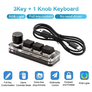Mini Teclado Mecánico Personalizado <span class=keywords><strong>de</strong></span> 3 Teclas con Cable, Perilla Macro, Tecla <span class=keywords><strong>de</strong></span> Atajo para Copiar y Pegar, Ideal para E-sports, Intercambiable en Caliente - Product Image 4