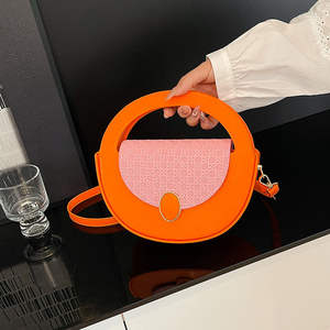 Bolso de mano de cuero PU para mujer, moderno, redondo, compacto y exquisito, bolso de hombro - Product Image 4