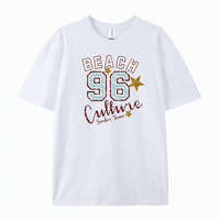 T-shirt décontracté surdimensionné à col rond 100 % coton écologique pour homme, avec logo graphique imprimé par transfert numérique personnalisé, séchage rapide, vente en gros