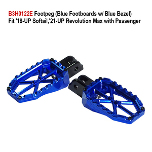 Repose-pieds en aluminium noir de style MX pour Softail 2018+ et Revolution Max-Driver & Passenger 2021+, noir avec bordure bleue - Product Image 5