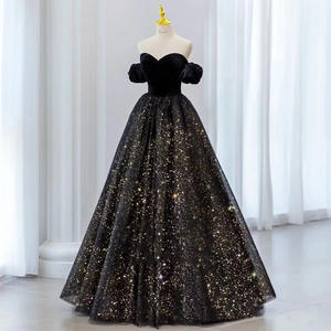 S106 Black Chapel Quinceanera Dress Vestidos De 15 Anos Sparkling Girl <span class=keywords><strong>Prom</strong></span> Dress Large Bow Lace 16 Dress - Product Image 1