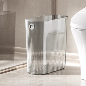 Poubelle cylindrique transparente gris clair 1 couche pour usage intérieur maison bureau hôtel - Product Image 3