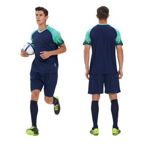 Vente en gros de maillots de football bleu neutre, technologie de sublimation de haute qualité, vêtements de football pour équipes de service OEM - Product Image 1