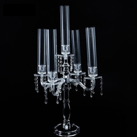 Vente flash : candélabre en acrylique, centre de table, grand porte-bougie noir, accessoires de mariage, chemin de table, style européen, 9 bras