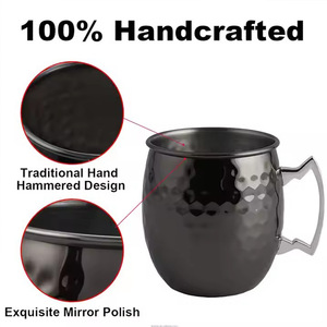 Mug à Moscow Mule en cuivre martelé sur mesure avec passoire à cocktail en acier inoxydable, pour bière et cocktails - Product Image 2