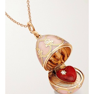 Collana con Ciondolo a Guscio d'Uovo Aperto in Rame Vintage con Catena a Maglie Placcata in Oro 18K Unisex - Product Image 1