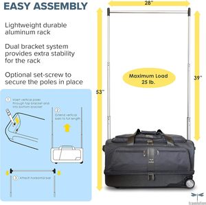 Free Sample Durable Nylon Portable Large Capacity Rolling Dance Costume Bag Hanging Cosmetic Collapsible Suitcase <b>Garment</b> <b>Rack</b> - Product Image 2