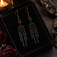 Boucles d'oreilles pendantes squelette gothique en gros, ton or antique, noir et blanc, en alliage de zinc, bijoux punk pour femmes, Halloween
