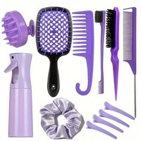 Lot de 12 bouteilles de spray portables écologiques en plastique pour soins capillaires, avec peigne lissant et brosses de massage du cuir chevelu – Vente en gros