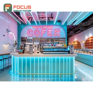 Vitrina de Café Personalizada con Frente de Vidrio Templado, Área de Exhibición de Botellas de Sirope, Vitrina Comercial para Cafetería - Product Image 5