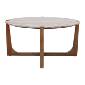Tavolino da Caffè Minimalista Ovale con Piano in Marmo e Base in Legno, Arredamento per Soggiorno - Product Image 3