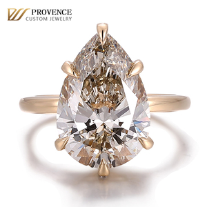 Bague de diamants de laboratoire certifiée IGI de couleur marron coupe poire bague de bijoux fins en or massif 18 carats bagues de fiançailles personnalisées pour cadeau de noël - Product Image 1