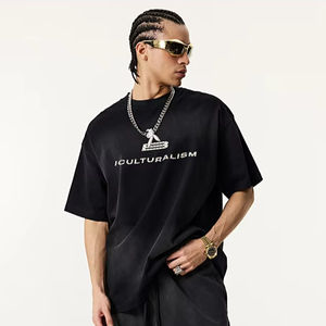 हॉट सेलिंग हाई-एंड पुरुषों की शॉर्ट-आस्तीन टी-शर्ट ली भारी उद्योग का ट्रेंडी ब्रांड डायमंड हॉट स्टैम्पिंग स्प्रे यूरोप अमेरिका - Product Image 1