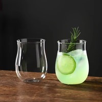Vaso de Vidrio para Bebidas Frías, Hecho a Mano, de Borosilicato Resistente al Calor, Diseño Irregular y Moderno con Rayas