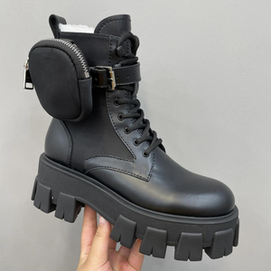 Luxury Designer Style Utility <b>Combat</b> Shoes Custom Logo High End Fashion Ankle Shoes with Side Pouch Wholesale - Product Image 2