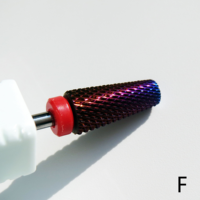 Fraise à ongles en carbure de tungstène de 7 mm de haute qualité, or violet, plate, à tête ronde, grande, pour lissage de vernis gel, 3/32 " (baril) pour fournisseur d'outils d'onglerie