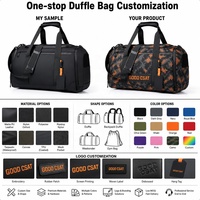 Sac de voyage imperméable personnalisé avec logo, compartiment à chaussures, sangle pour trolley, séparation sec-humide en polyester pour affaires, gym, hommes