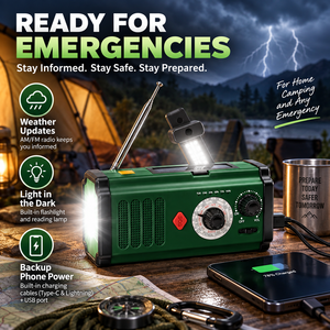 <span class=keywords><strong>Radio</strong></span> météo à manivelle rechargeable portable à vente directe d'usine <span class=keywords><strong>Radio</strong></span> auto-alimentée avec fonctions USB et solaires - Product Image 1