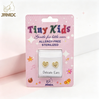 Vente en gros usine – Boucles d'oreilles pour enfants en acier inoxydable et zircon, personnalisées, transfrontalières, roses, stériles, en boîte, style coréen Janxe