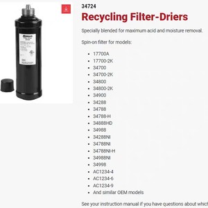 Robinair 34724 Recycling-Filtertrockner Spin-On Vakuumpumpenfilter zur Säure- und Feuchtigkeitsentfernung - Product Image 1