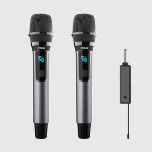 Micrófono inalámbrico CQA dinámico de mano UHF FM con pantalla LED Receptor inalámbrico de doble canal Micrófono profesional - Product Image 2