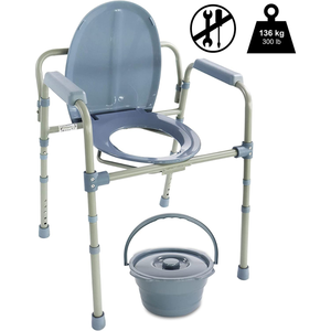 Chaise de toilette avec siège réglable (3 en 1), chaise élévatrice WC, chaise de douche pour personnes âgées Gris PEPE P40010 - Product Image 2