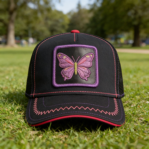 5-Panel Black Mesh Waterproof Polyester Canvas Baseball Cap <b>Purple</b> Butterfly Embroidery Adjustable Snapback Winter Cycling - Product Image 6