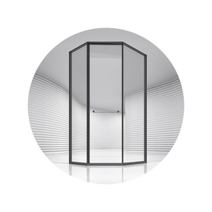 Puerta Corredera de Vidrio Templado en Forma de Diamante con Marco para Hoteles, Casas de Huéspedes, Baños, Separación de Zonas Secas y Húmedas, Cuarto de Ducha - Product Image 5