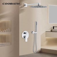 Ensemble de douche à effet pluie avec robinet dissimulé, système de douche mural en cuivre moderne pour hôtel et appartement