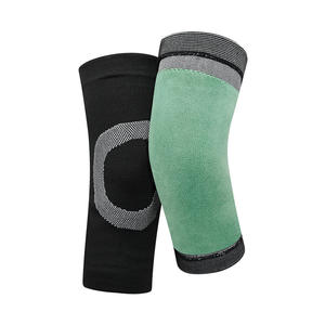 Genouillères doublées de polaire pour l'automne et l'hiver, hauteur 30 cm, soutien élastique tricoté pour adultes, protection des articulations en nylon noir chaud - Product Image 2